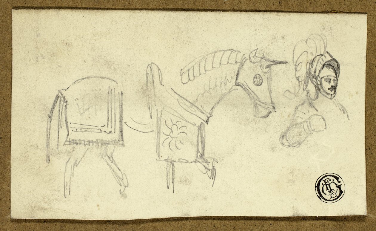 Cheval et homme en armure - Unknown artist
