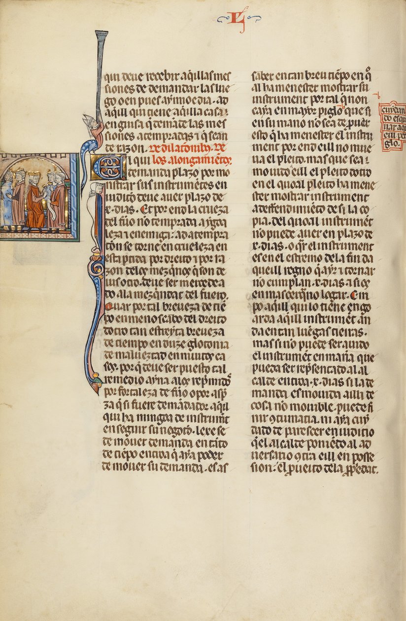 Initial E : Un avocat avec des clients devant un juge - Unknown artist