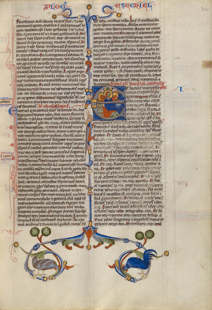 Initiale E : Ezéchiel rêve des symboles des quatre évangélistes - Unknown artist