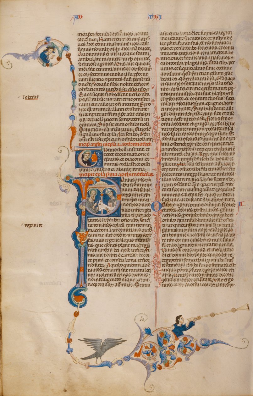 Initial P : Saint Paul donne une lettre à un évêque - Unknown artist
