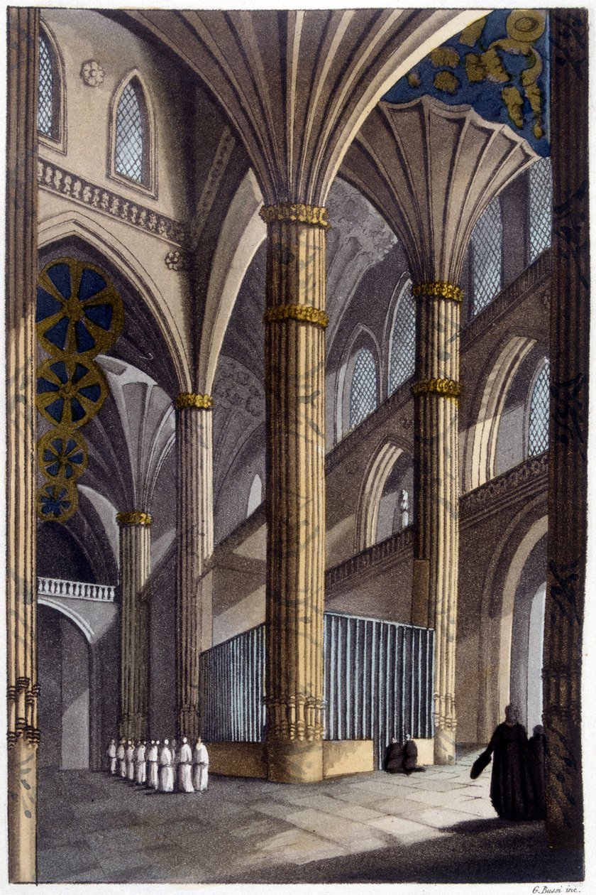 Intérieur de la cathédrale de Salamanque. Lithographie du 19ème siècle - Unknown artist