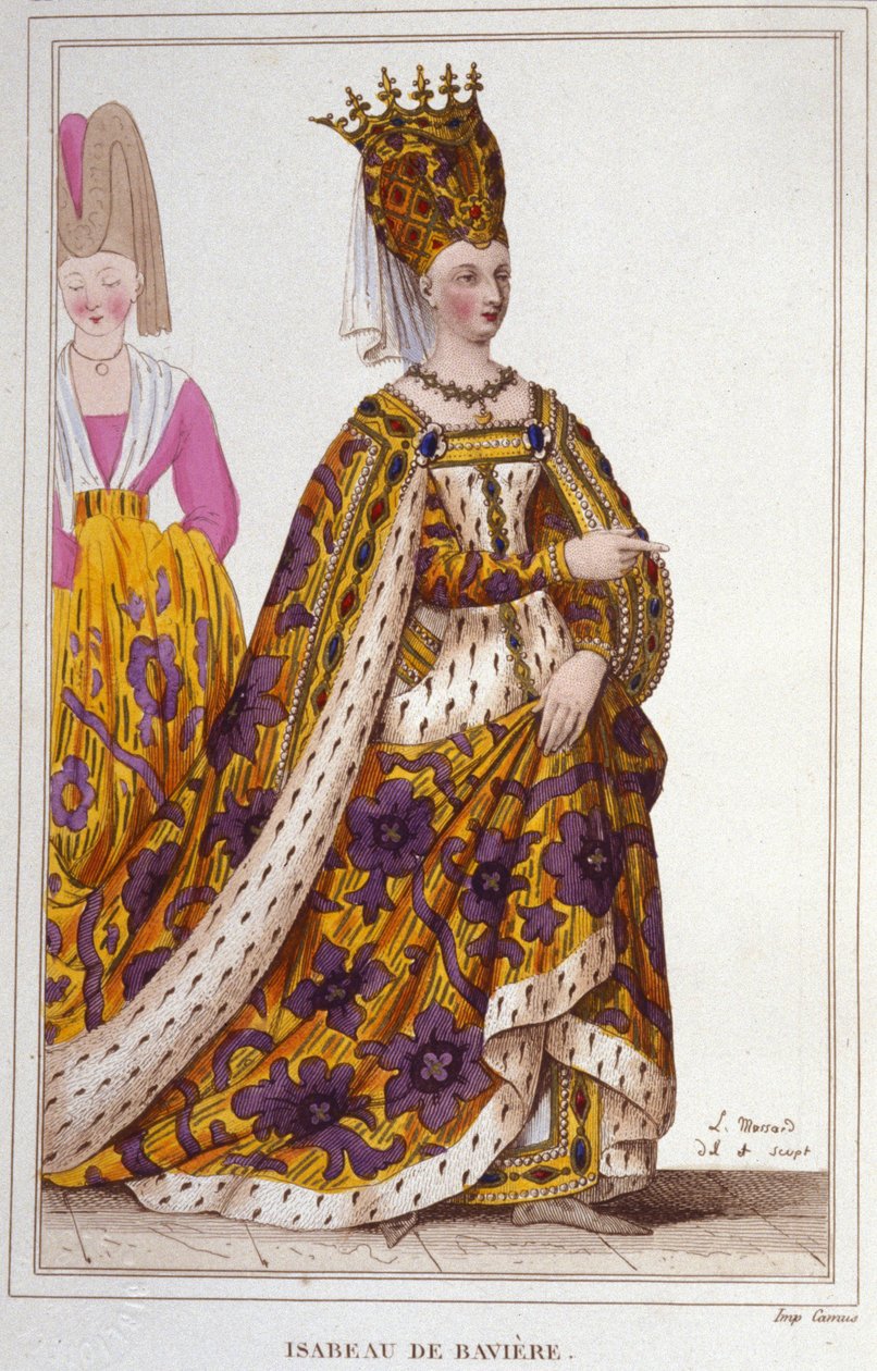 Isabeau (Isabelle, Elisabeth) de Bavière (1371-1435). Reine de France. Gravure de 1830 - Unknown artist