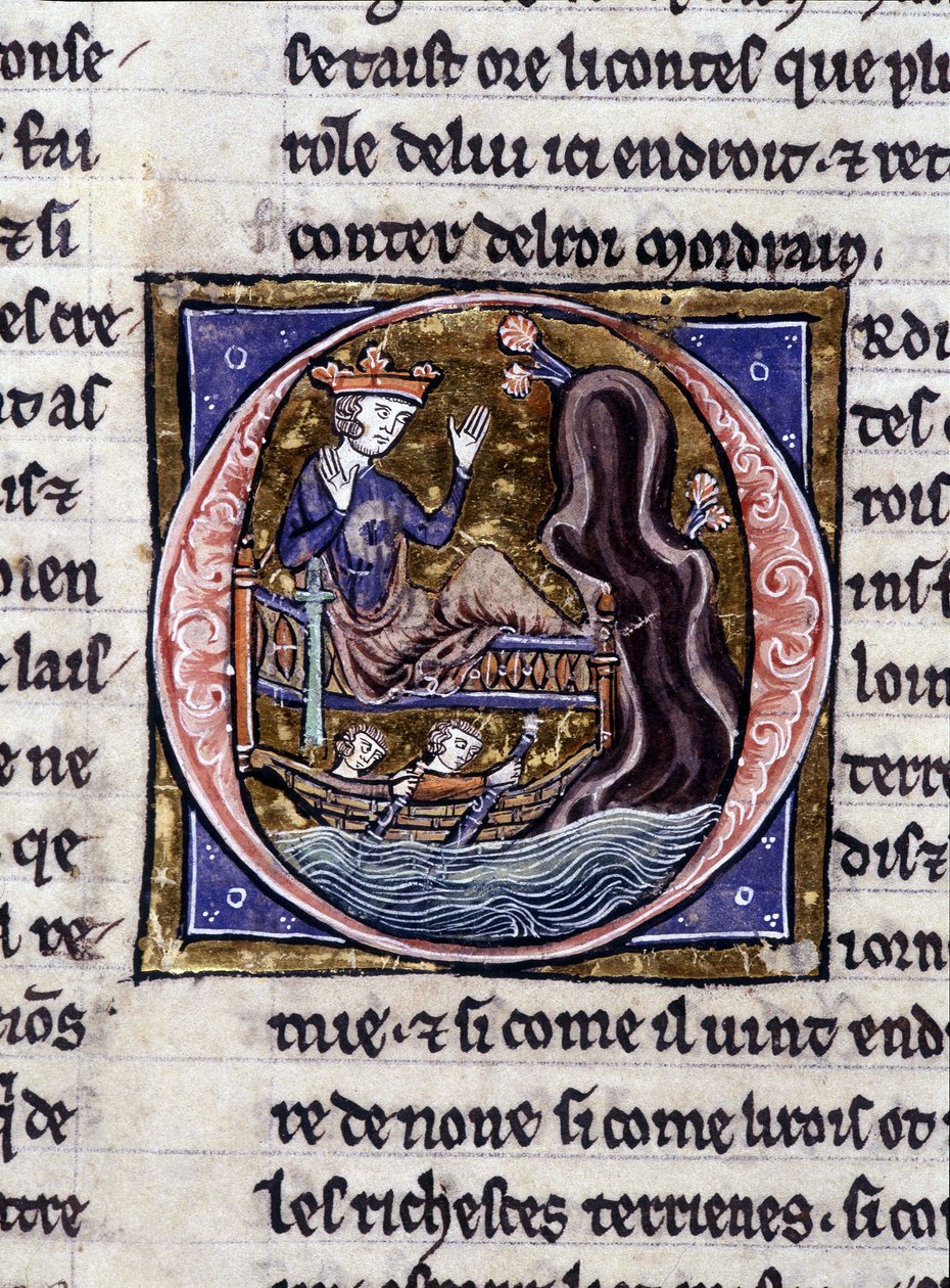 Roi Modreius. Manuscrit : Conquête du Saint Graal, écrit 717 ans après la passion de notre seigneur. Bibliothèque municipale de Rennes, ms. 255 (Collection de romans de la Table Ronde); Paris - Unknown artist