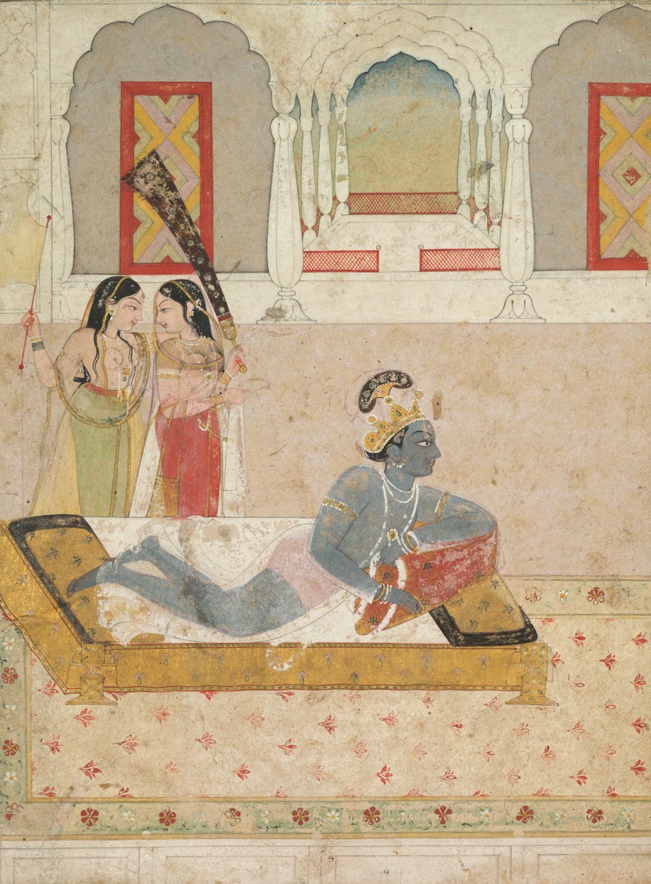 Krishna attendant Radha - Unknown artist