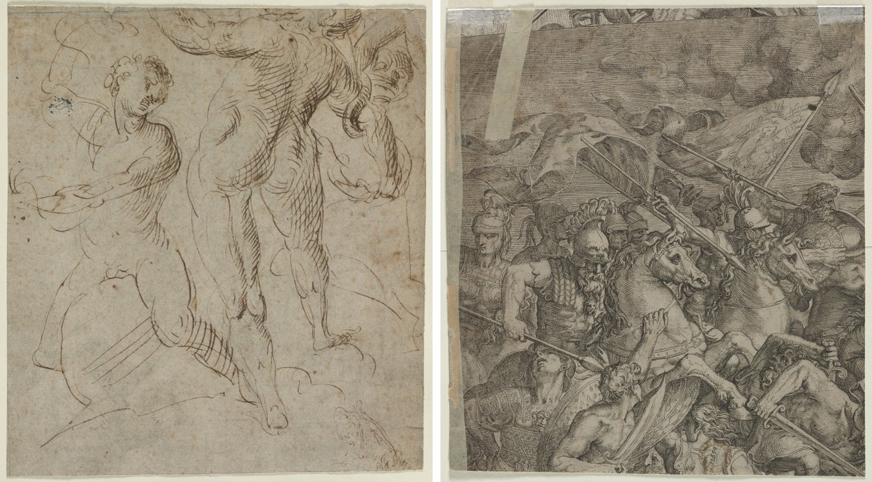 Laocoön (recto); Bataille du Pont Milvius (fragment) (verso) - Unknown artist