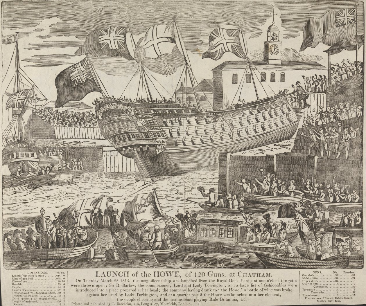 Lancement du Howe, de 120 canons, à Chatham - Unknown artist