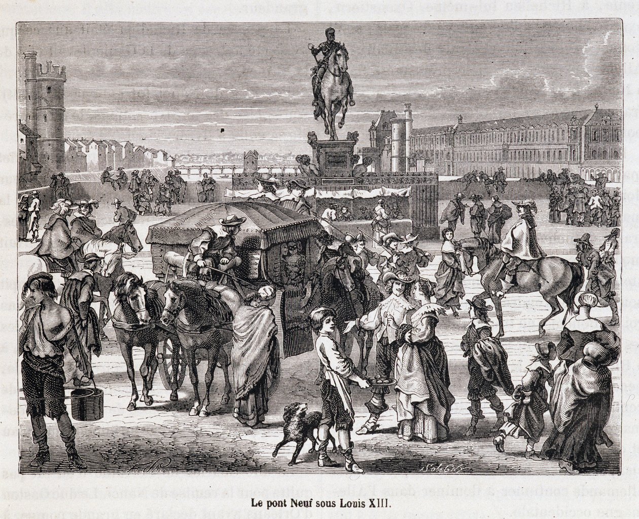 Le Pont Neuf sous Louis XIII - Gravure du 19e siècle - Unknown artist