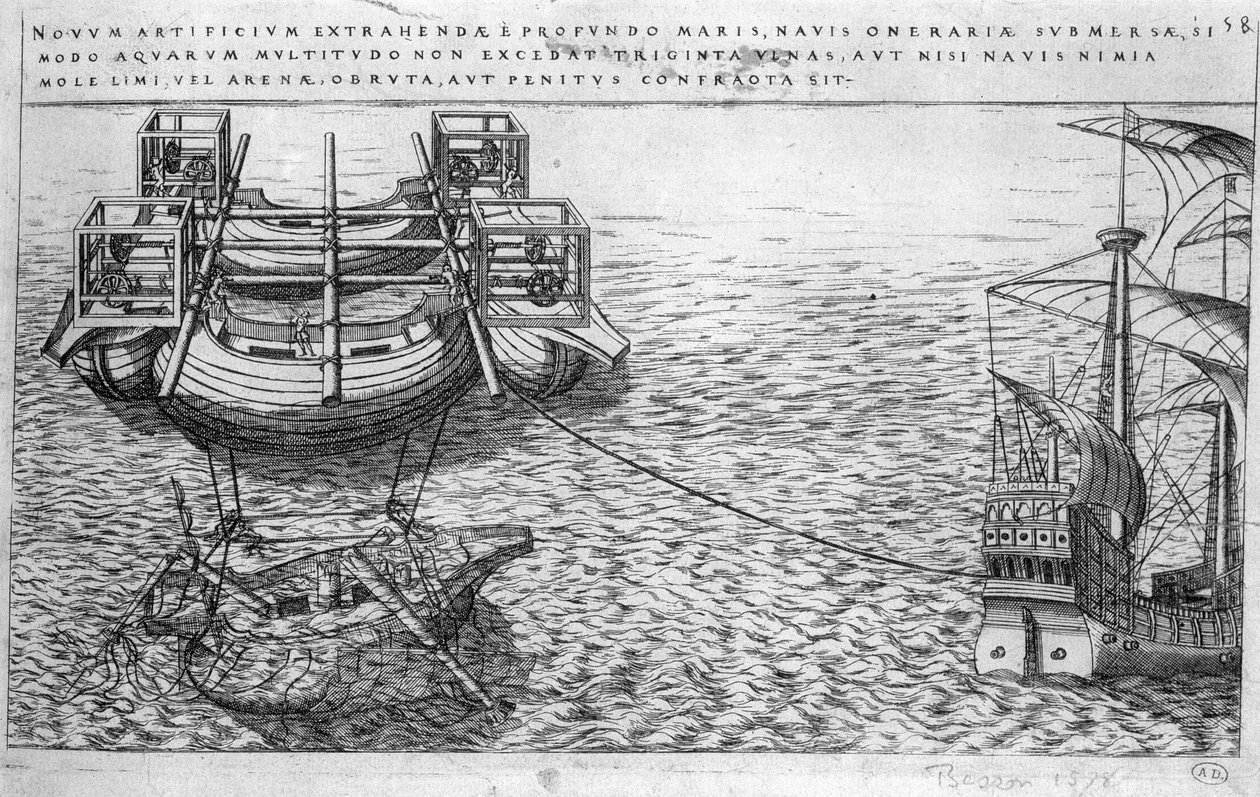 Machine pour le renflouement des navires au XVIe siècle - éd. 1578 - Unknown artist
