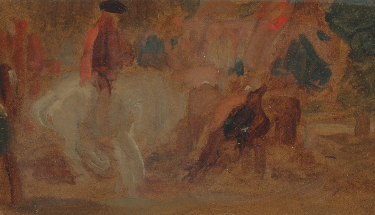 Homme sur un cheval blanc - Unknown artist