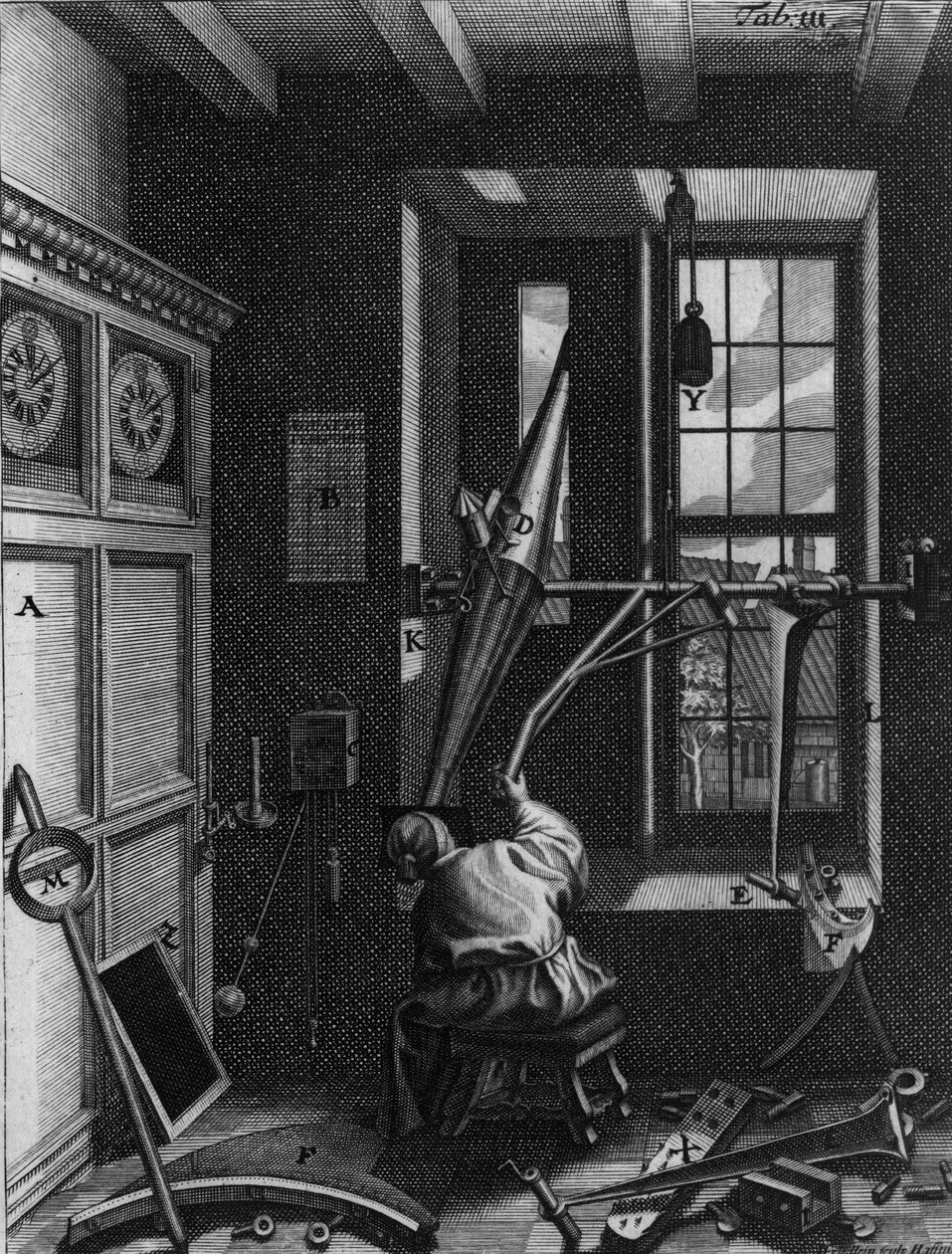 Olaus Romer (Ole), astronome danois (1644-1710) observe les éclipses des satellites de Jupiter - Unknown artist