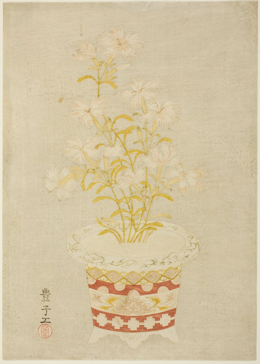Rose dans un pot de porcelaine - Unknown artist