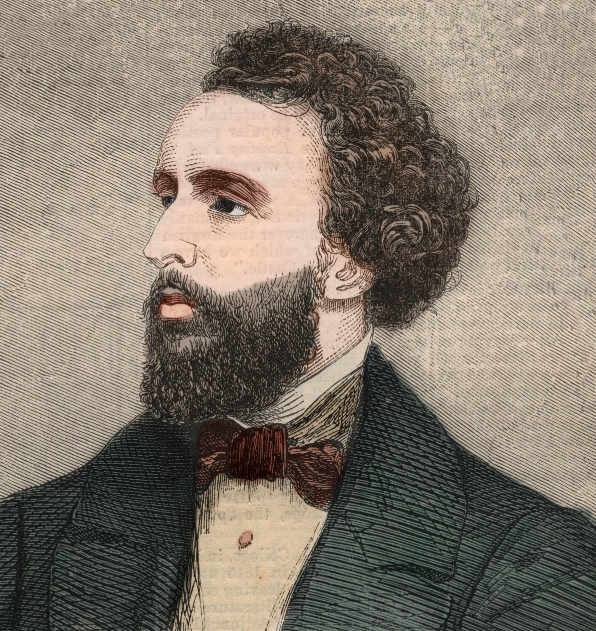 Portrait de Bayard Taylor (1825-1878), poète américain. Gravure dans « The Illustrated London News » du 23 janvier 1858. - Unknown artist