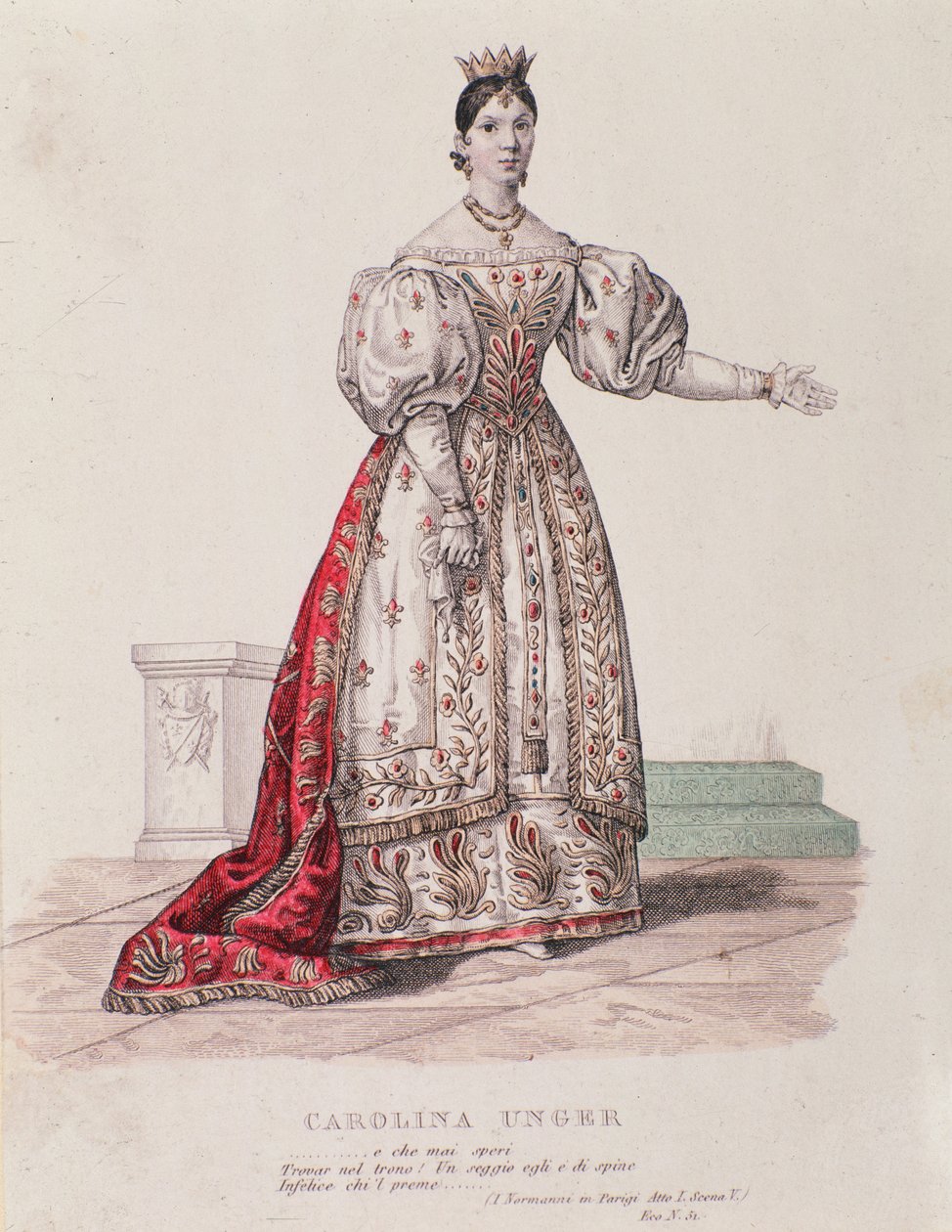 Portrait de Caroline Ungher (Unger) se produisant dans I Normanni a Parigi (gravure) - Unknown artist