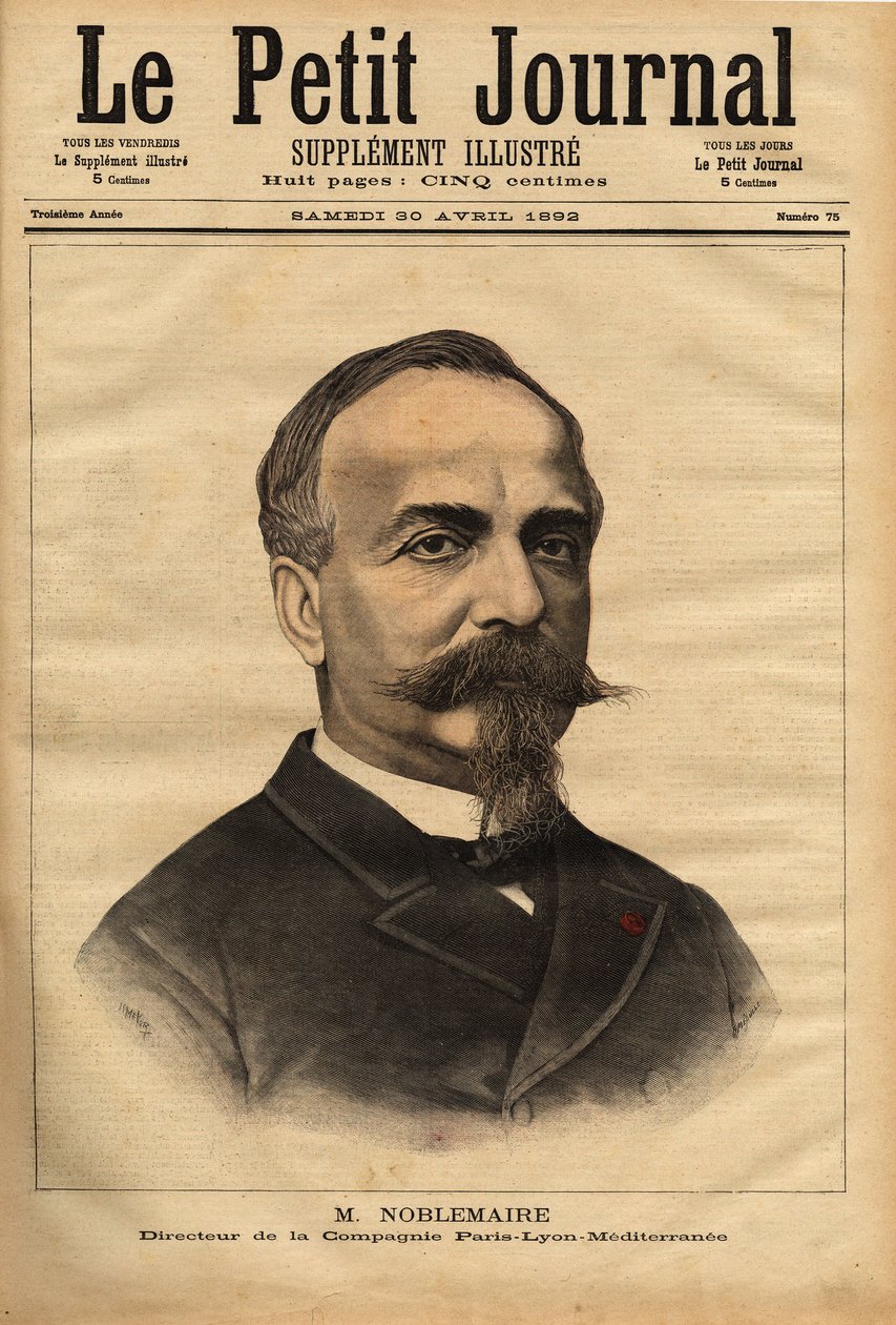Portrait de Gustave Noblemaire (1832-1924) qui, après avoir supervisé avec succès la construction de la ligne de chemin de fer Alger-Oran jusqu