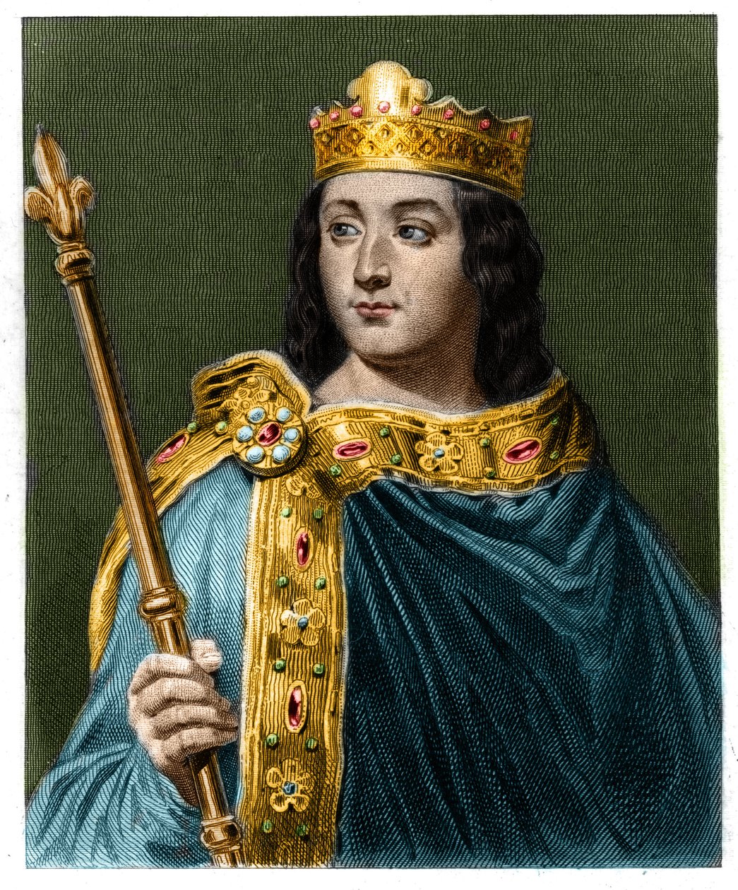Portrait de Louis V le Fainéant (967 - 987), roi de France - dans « Histoire des Français » par Lavallée, gravure, sd - Unknown artist