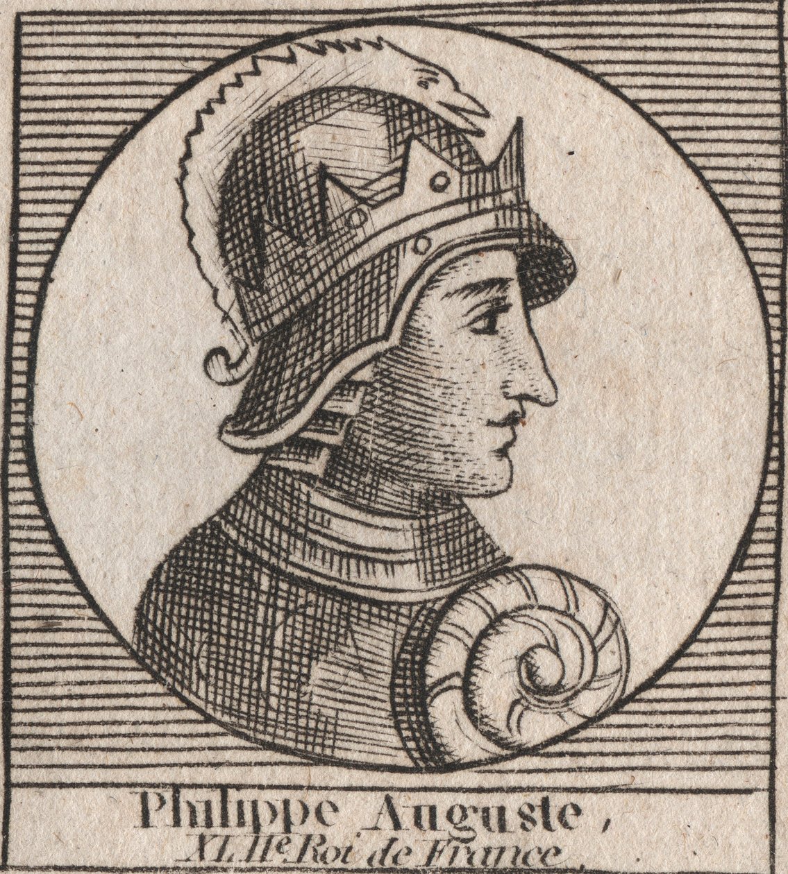 Portrait de Philippe II dit Philippe Auguste (1165-1223) - Philippe Auguste II (1165-1223) Roi de France - gravure de "Instruction sur l