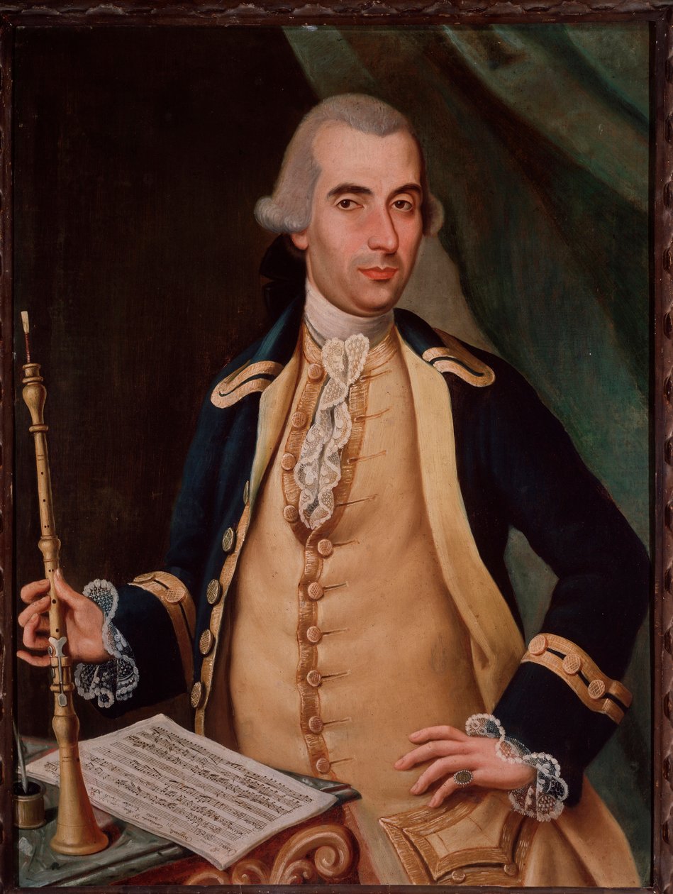 Portrait de Sante Aguilar (c. 1734-1808) hautboïste italien. Peinture anonyme. 18e siècle. Bologne, Civico museo bibliografico - Unknown artist