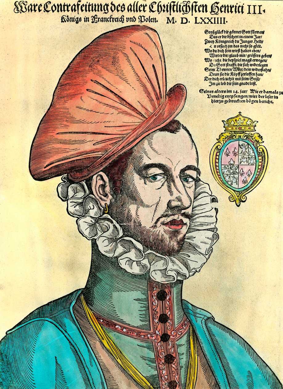 Portrait du roi de France Henri III (1551 - 1589). Gravure du XVIe siècle - Unknown artist