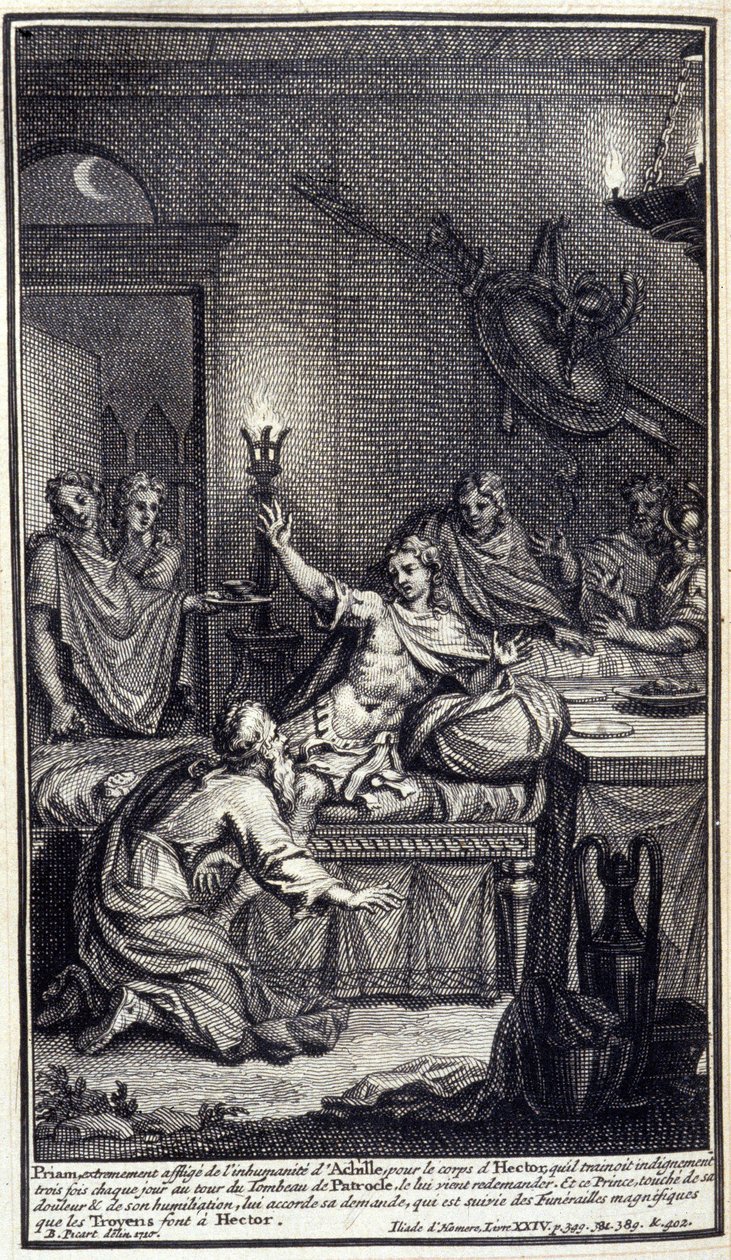 Priam, extrêmement affligé par l