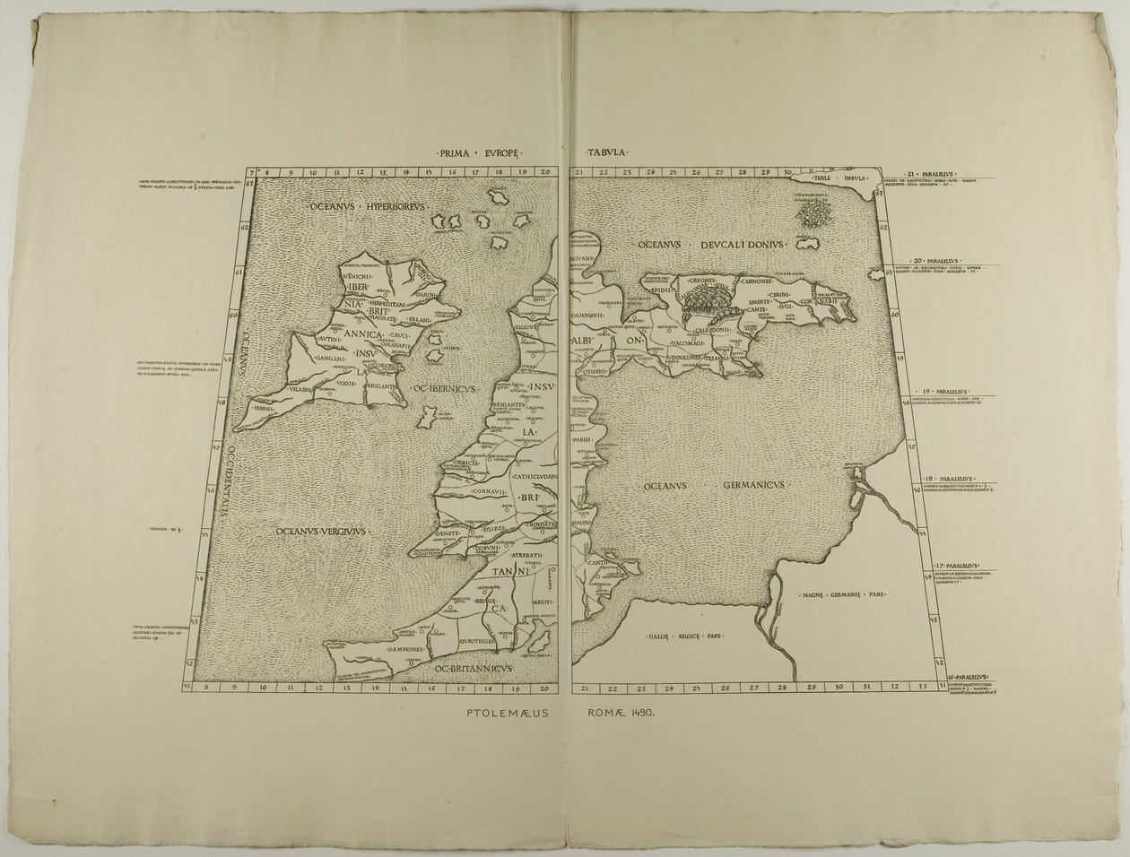 Prima Europe Tabula : Ptolemaeus Romae 1490 - Unknown artist