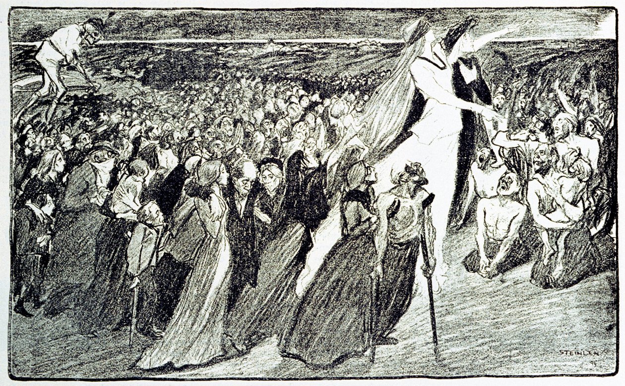 Procession lors du pèlerinage à Lourdes, allégorie par Théophile Alexandre Steinlen (1859 - 1923) illustrant « Lourdes » par Émile Zola (1840-1902) tirée de « Gil Blas illustré » - Unknown artist