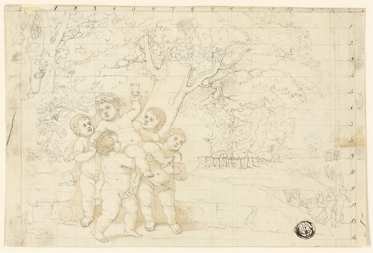 Putti portant le jeune Bacchus - Unknown artist