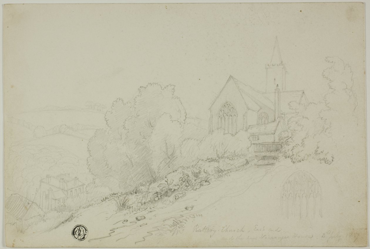 Église de Rattery, extrémité est et la nouvelle maison du vicaire - Unknown artist