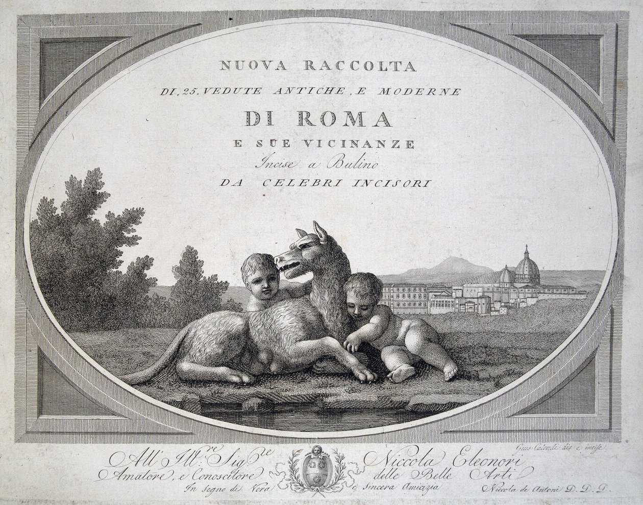 Rémus et Romulus (romolo remo lupa) et la louve - dans « Collection de vues de Rome » - Unknown artist