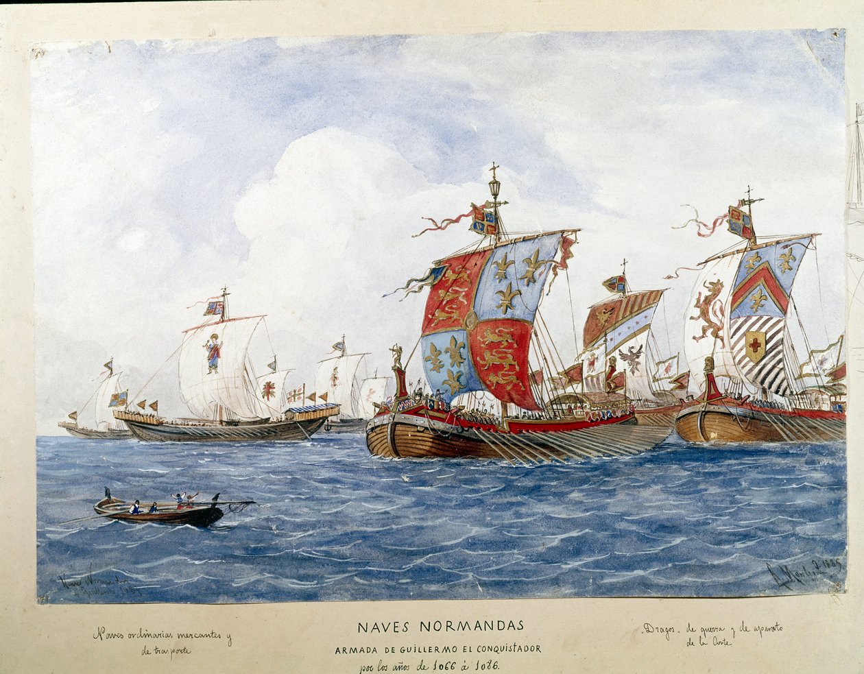 Représentation de la flotte de Guillaume le Conquérant au XIe siècle, navires de guerre, de commerce, de transport de passagers - Unknown artist