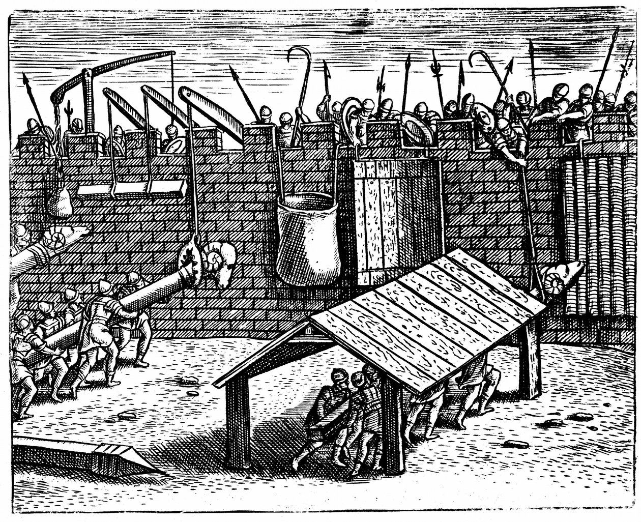 Guerre romaine. Défenseurs tentant de désactiver les béliers - Unknown artist