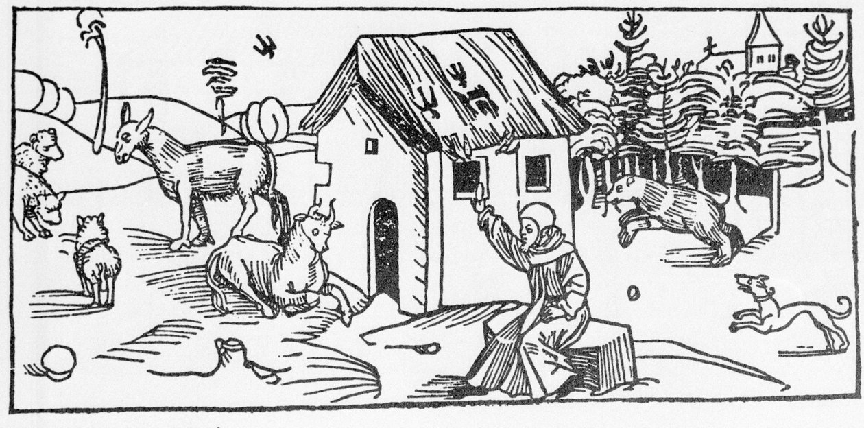 San Marinus. Gravure de « Leben der Heiligen - sommerteil » (Le livre des saints) par Jacobus (Jacques) de Voragine (1228-1298). Lübeck 1488 - Unknown artist