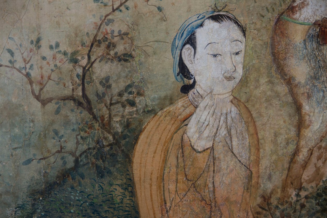 Scènes de la vie quotidienne en Chine (détail du papier peint chinois, cabinet chinois, résidence de chasse, par Filippo Juvarra, Stupinigi, Piémont, Italie) - Unknown artist