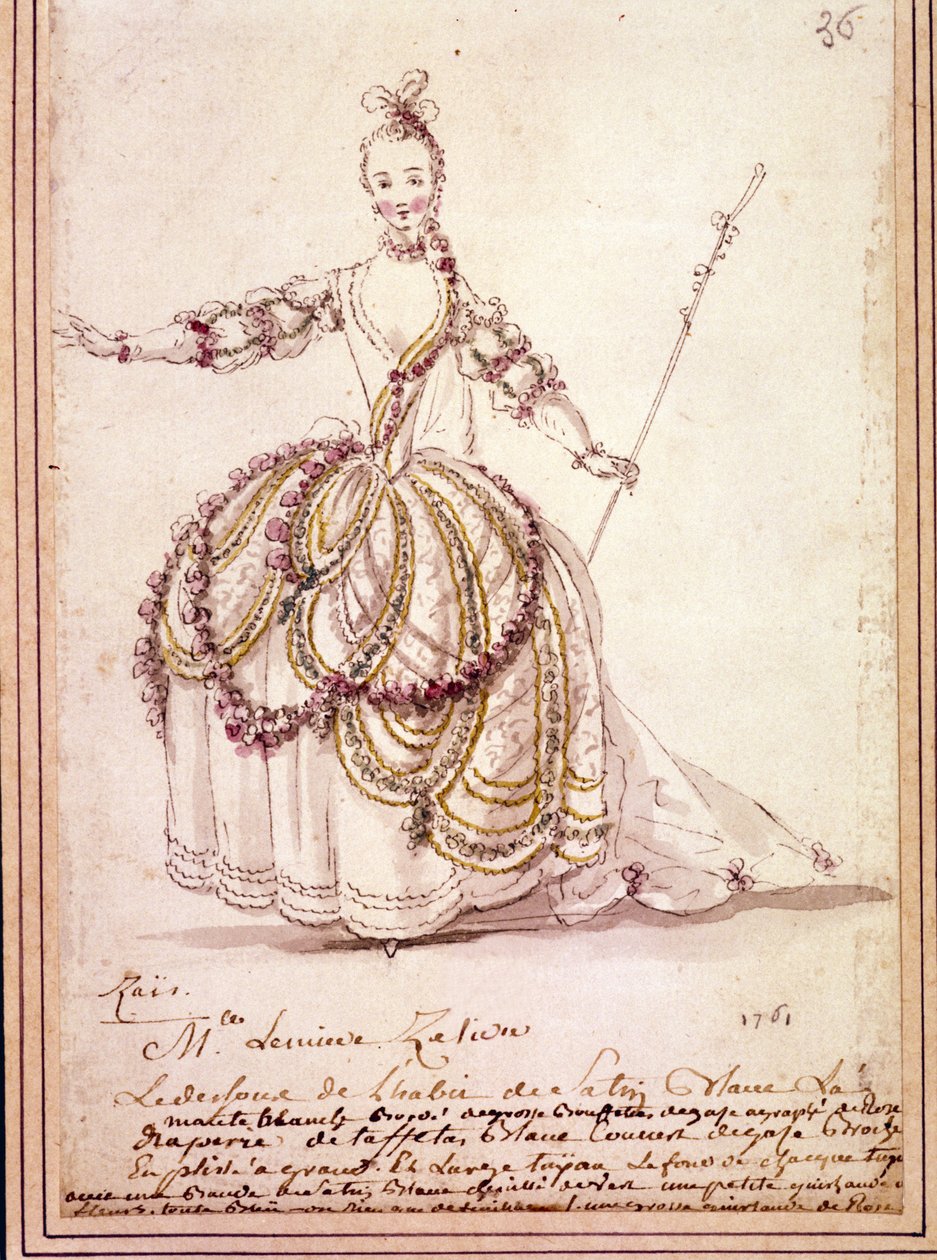 Scénographie : dessin de costume pour la pastorale « Zais » de Jean-Philippe Rameau 1761. Aquarelle - Unknown artist