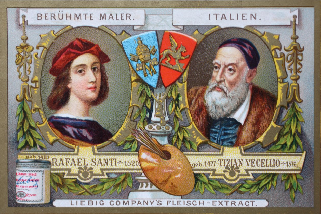 Série de peintures par des peintres célèbres, Rafael Santi et Tiziano Vecellio, Italie - Unknown artist