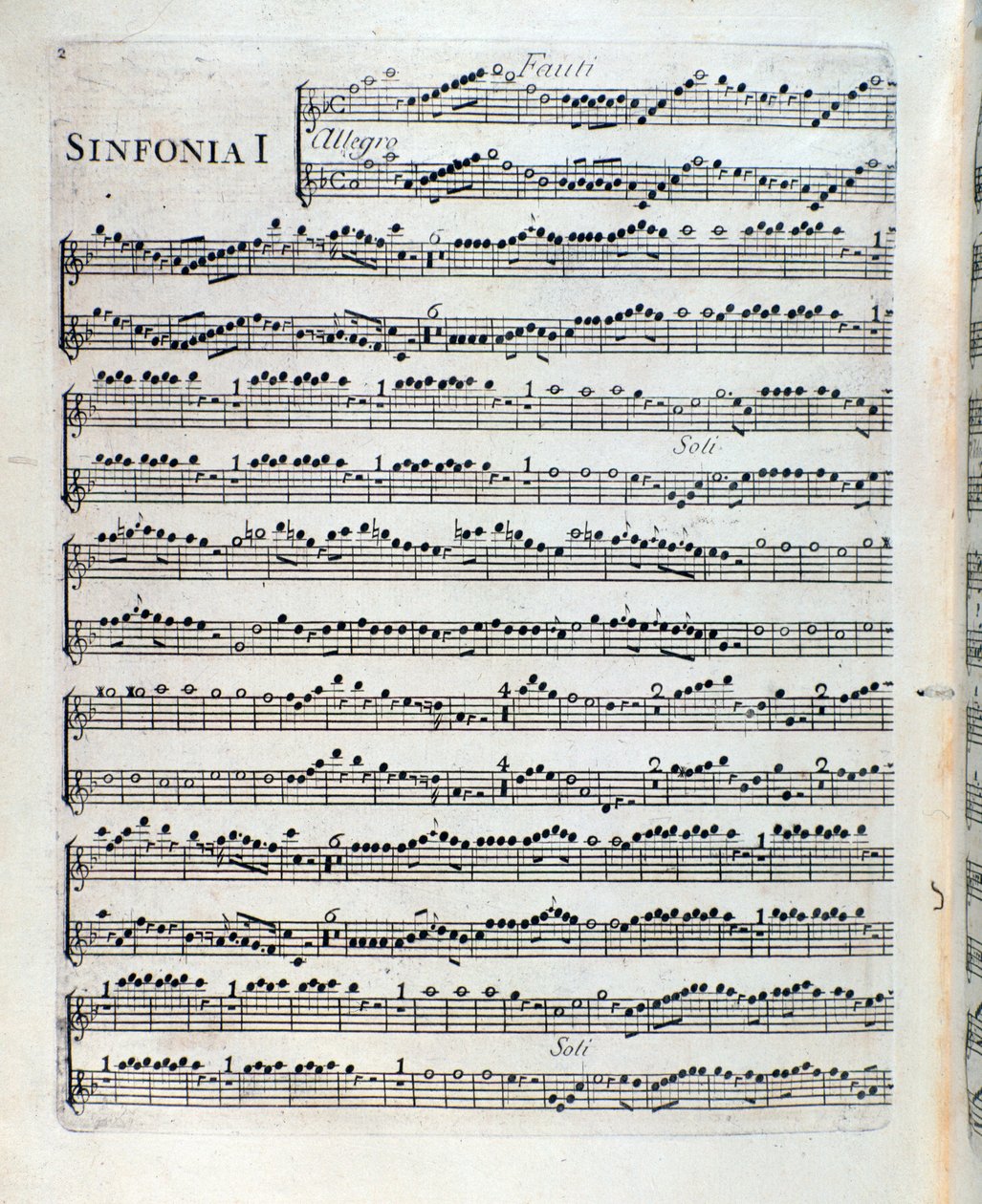 Partition pour la flûte dans la première symphonie de Sei sinfonie a piu strumenti op. 5 par François Joseph Gossec - Unknown artist