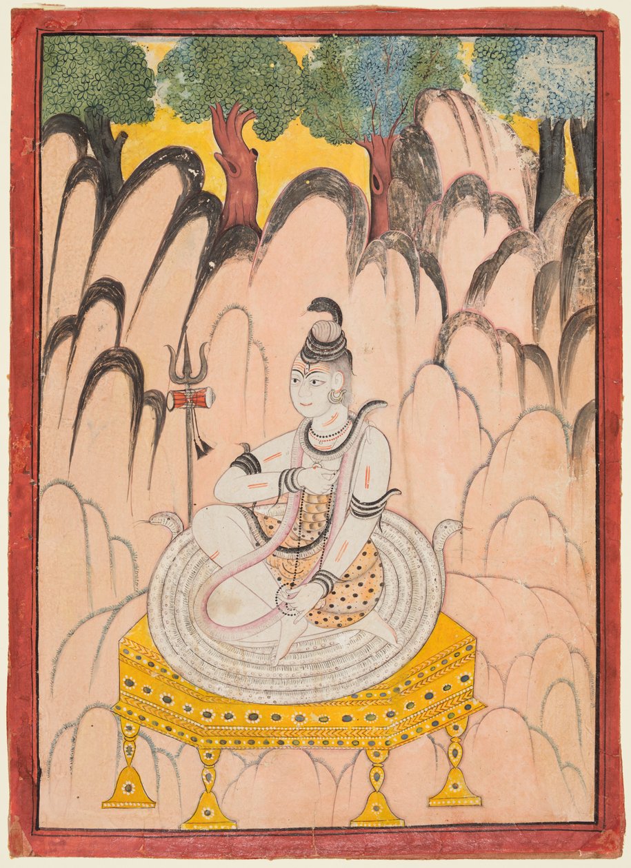 Shiva assis sur un trône dans un paysage - Unknown artist