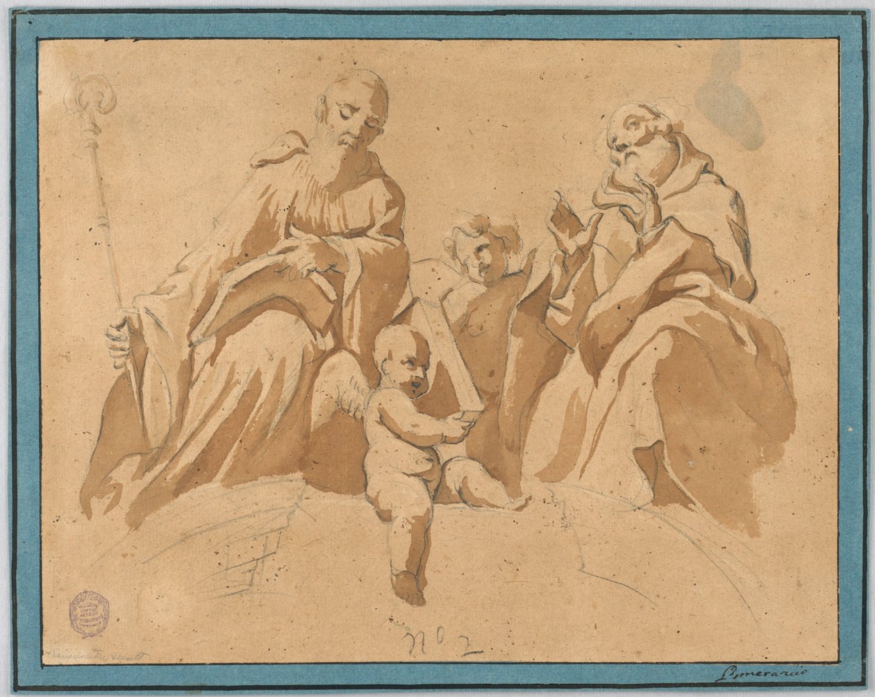 Esquisse pour une peinture murale : Deux moines saints - Unknown artist