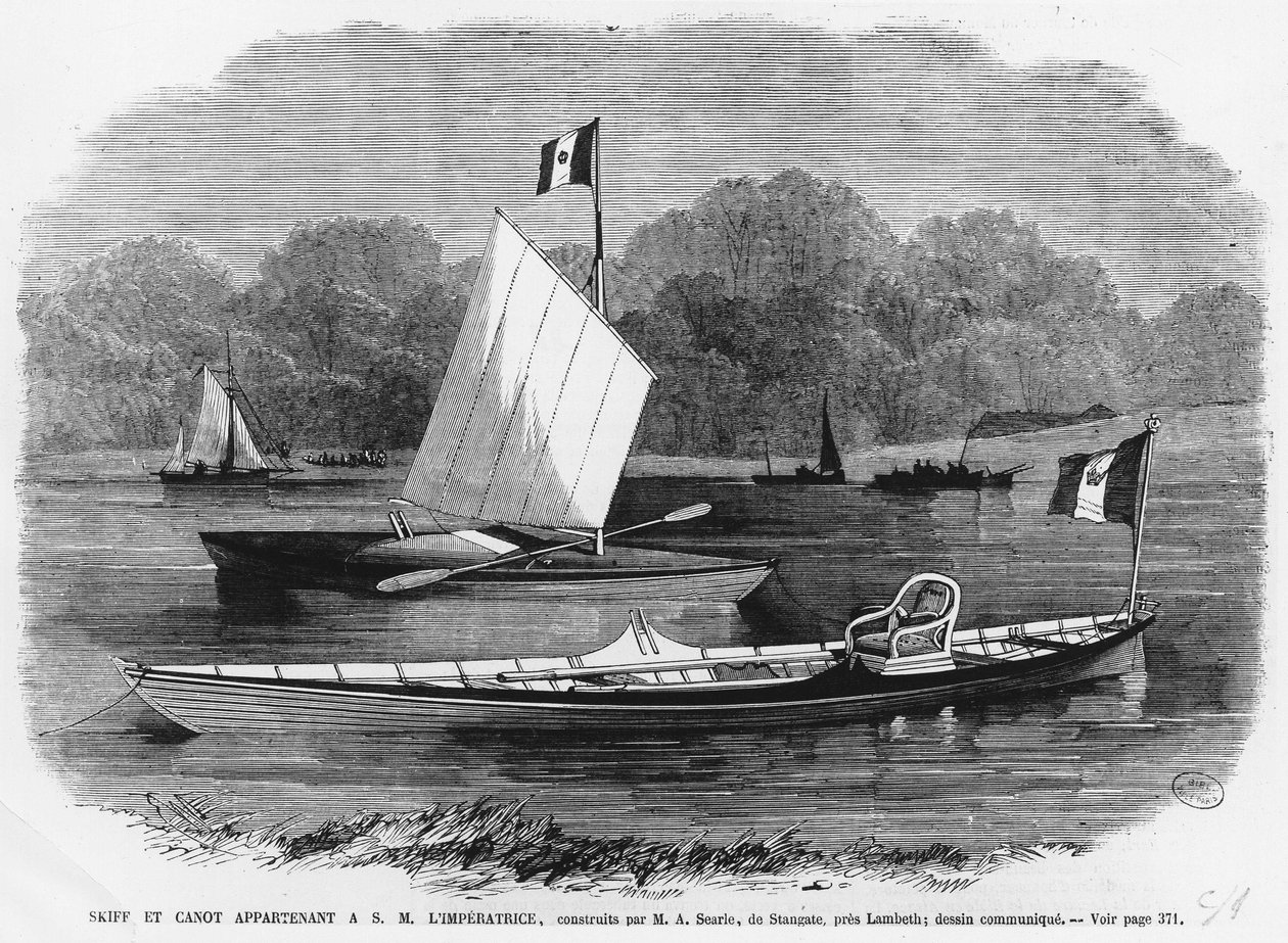 Skiff et canoë à côté de l
