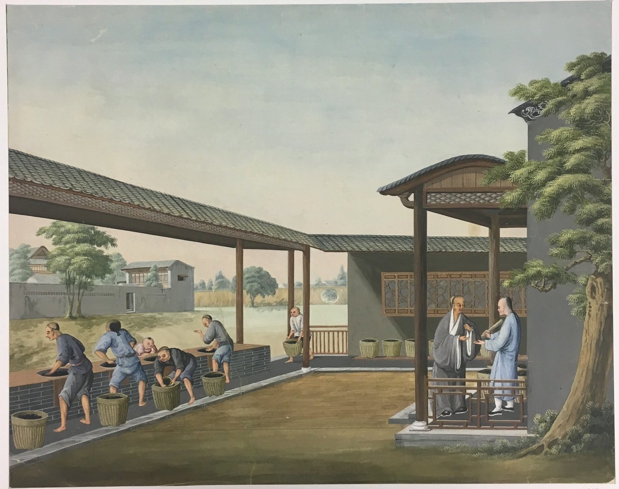 Filage du tissu, préparation des feuilles de thé, préparation de la soie - Unknown artist