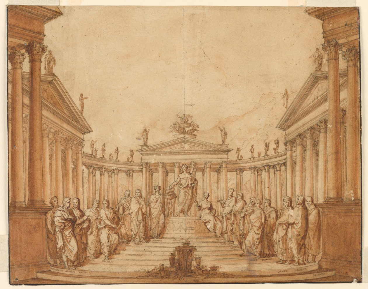 Décor de scène, Apollon avec des hommes célèbres et des muses - Unknown artist