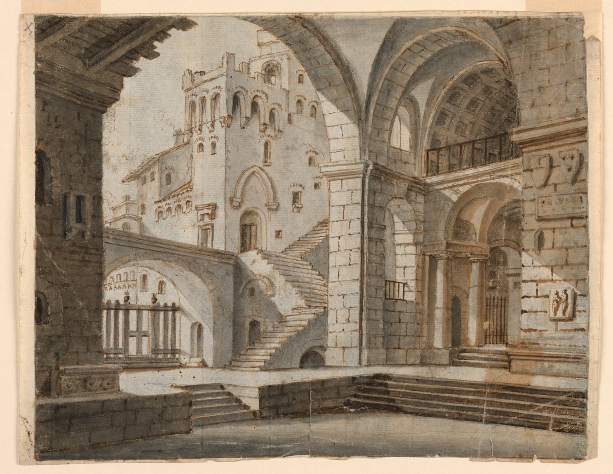 Décor de scène : Cour dans un château gothique - Unknown artist