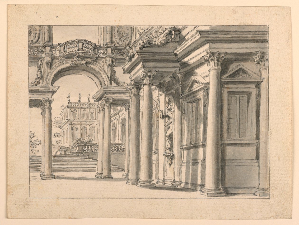 Décor de scène : Architecture de jardin de palais - Unknown artist