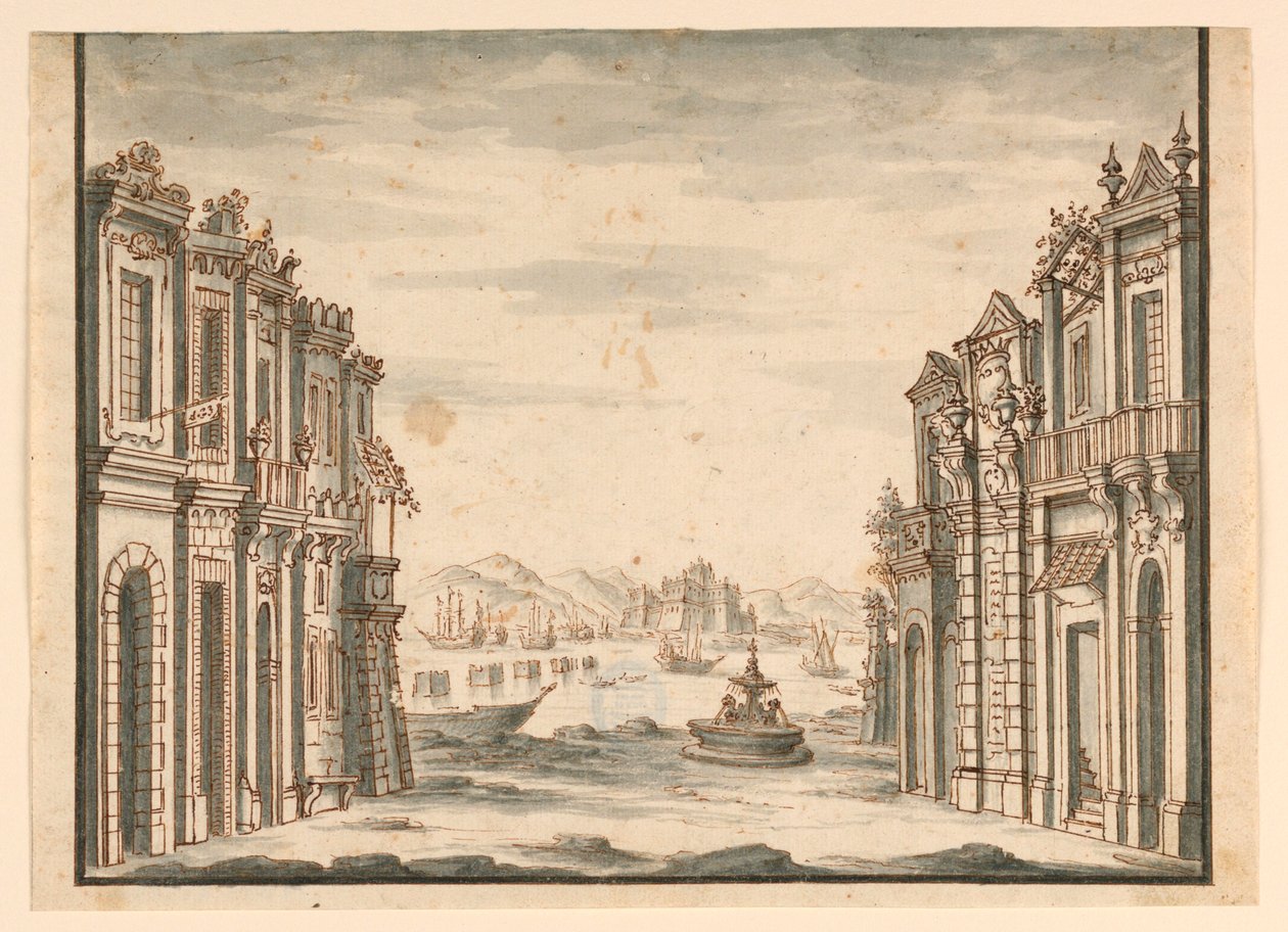 Conception de scène, vue de la ville - Unknown artist
