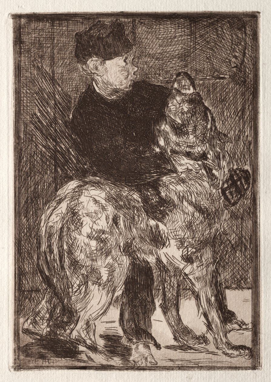 Le garçon avec un chien - Unknown artist