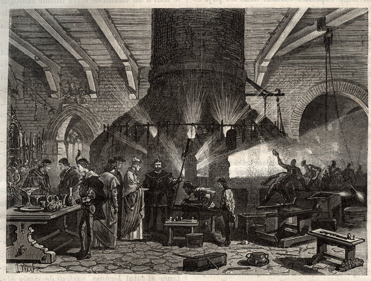 Le Doge de Venise visitant les verreries de Murano - gravure dans "Les Merveilles de l