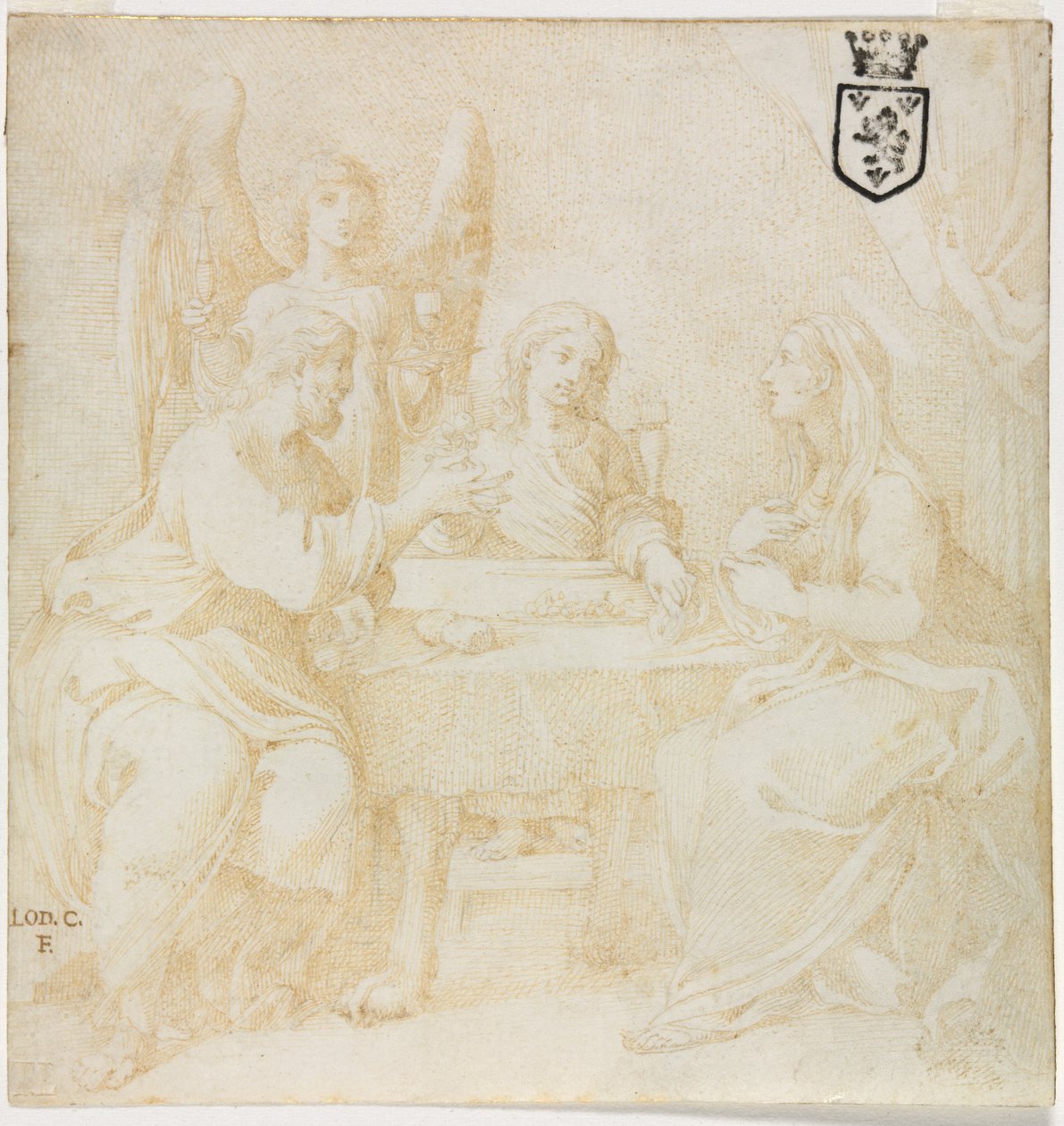 La Sainte Famille à table servie par un ange - Unknown artist