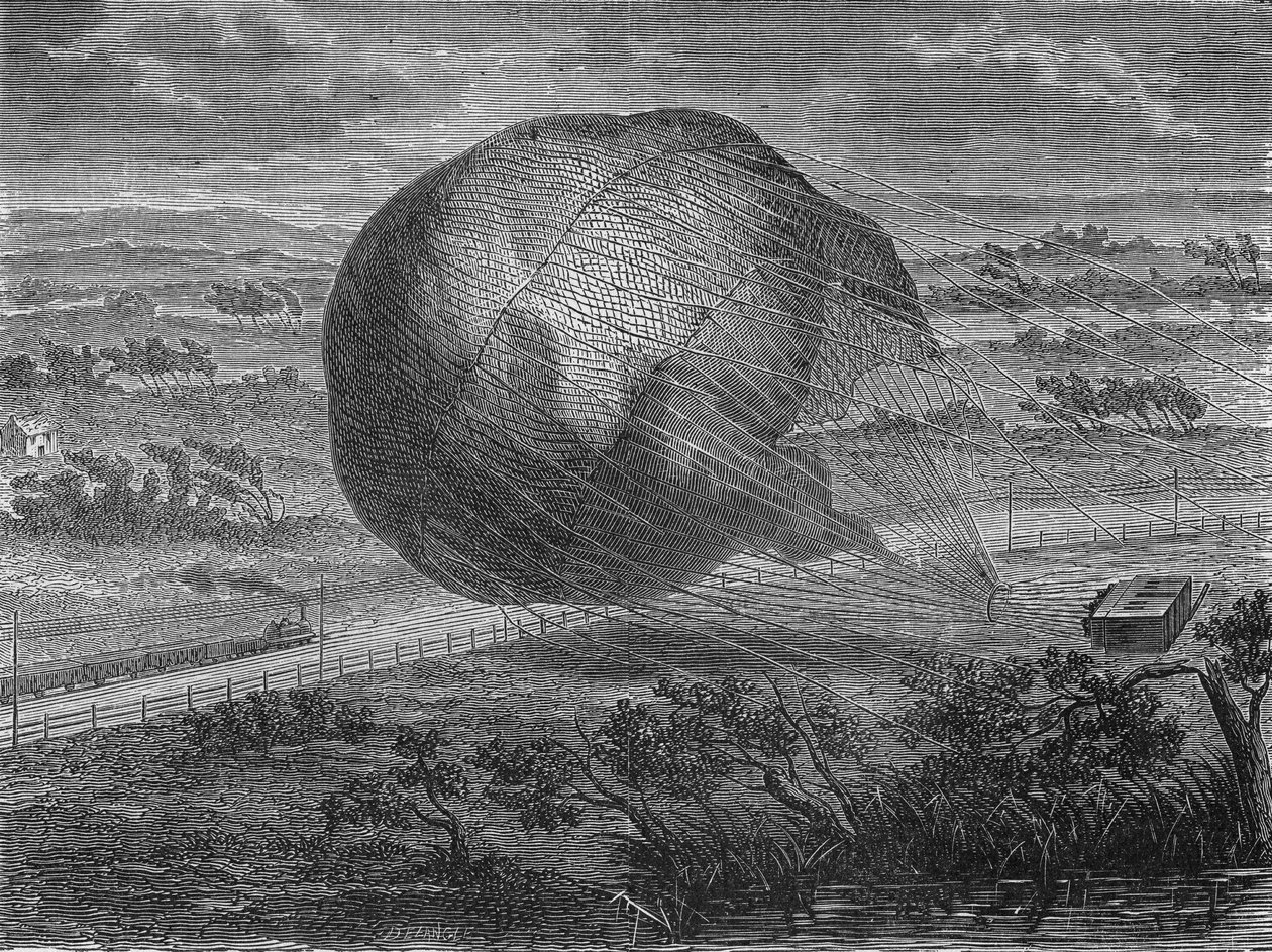 La chute du ballon « Le Géant » dans les plaines de Hanovre en 1863 avec à bord : Jules et Louis Godard, Félix Nadar, sa femme, Fernand Montgolfier et Thirion. Dans « Album de la Science », Éditions Jouvet. - Unknown artist