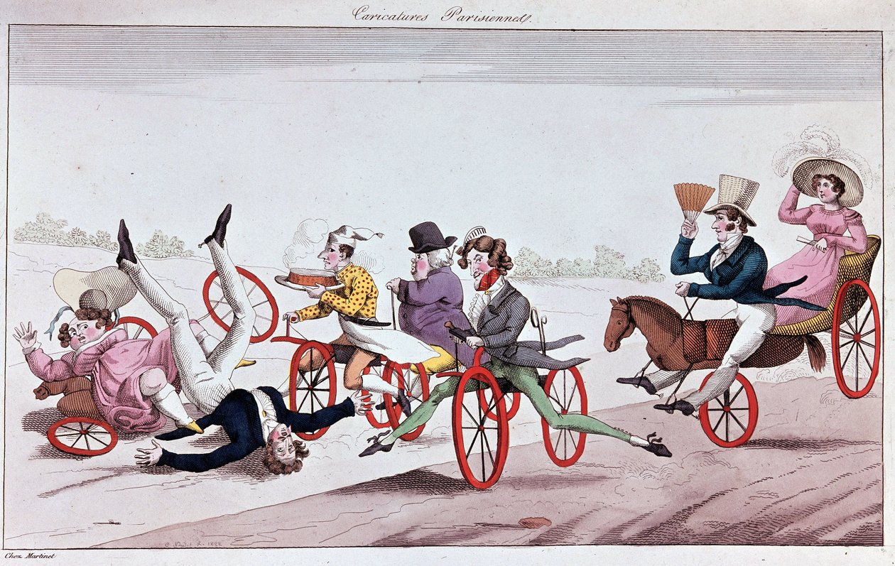 Les plaisirs et inconvénients des vélocipèdes et des chevaux orifères - Unknown artist