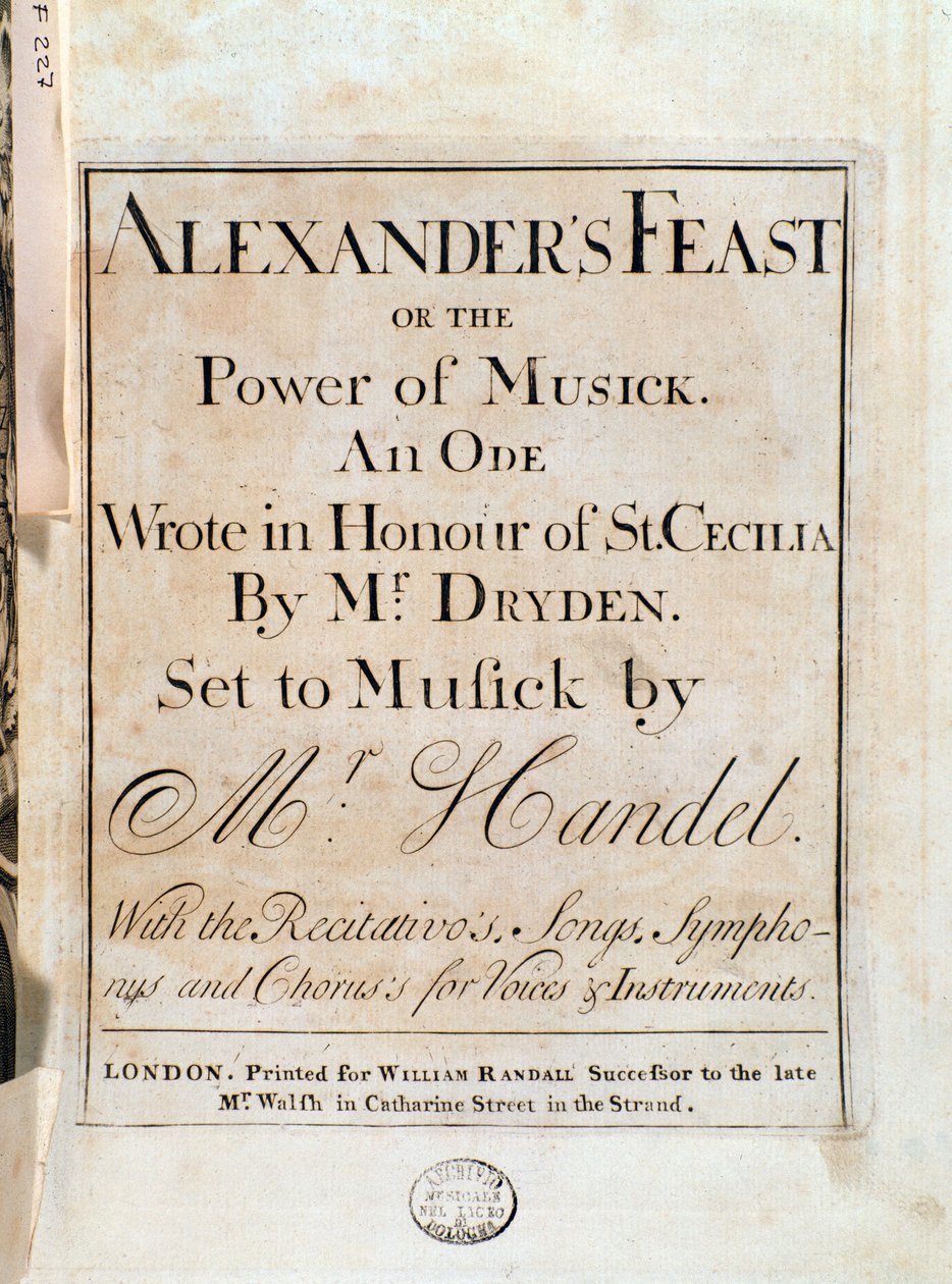 Page de titre de la partition musicale de Alexander