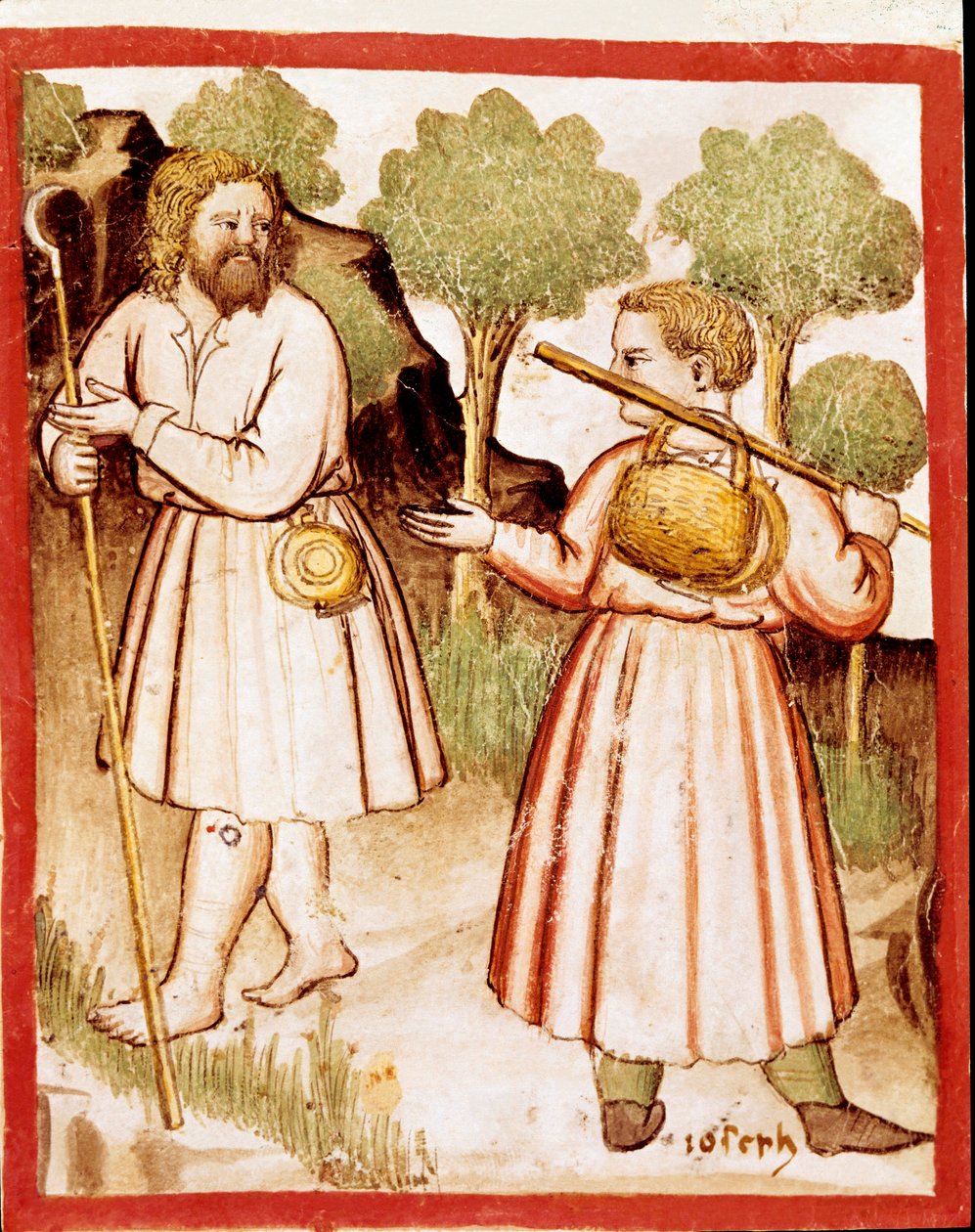 Deux bergers miniatures du codex 212 (ou codex padovano ou Bible de Padoue) 1390-1400 Rovigo, Accademia dei Concordi - Unknown artist